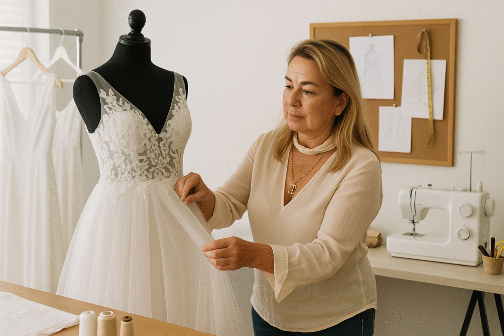 Rochie Working banner Rochie working on a wedding gown